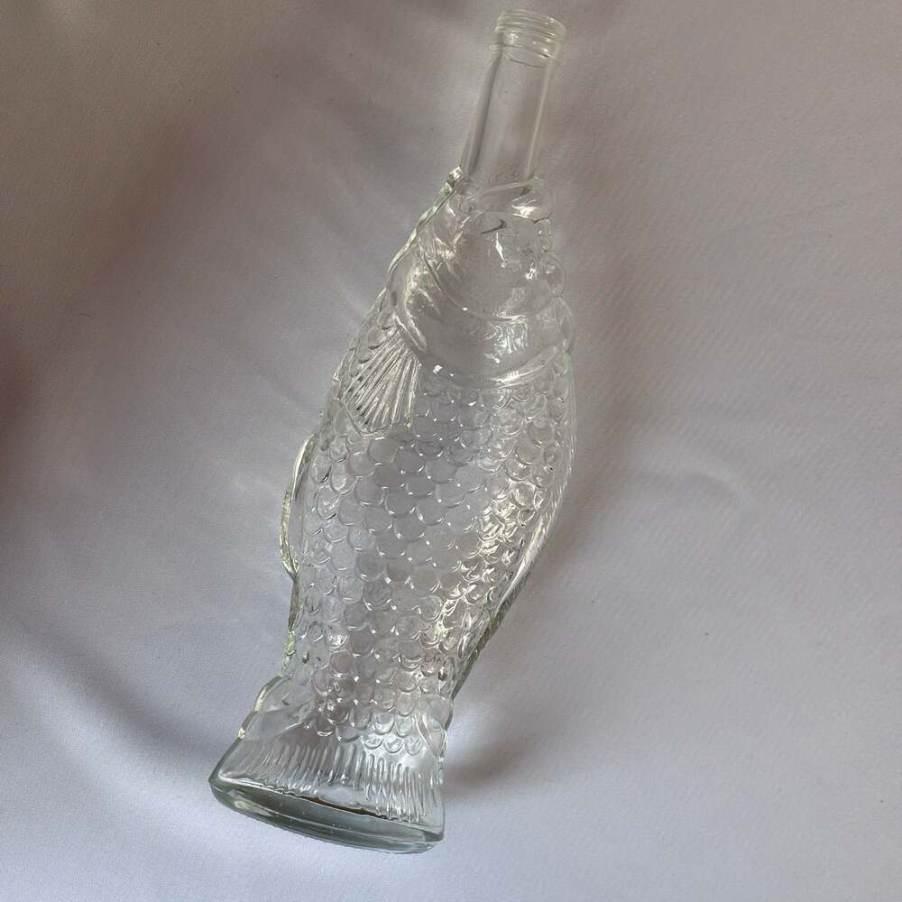 Vintage Clear Glass Fish Shaped Decorative Bottle